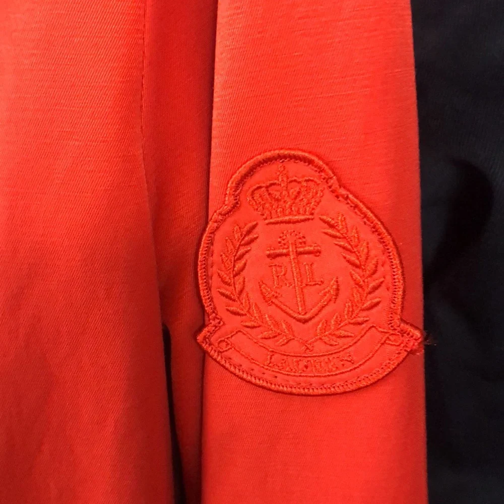 *Lauren -Ralph Lauren red hooded jacket with scarf print lining- pockets - Picture 6 of 13